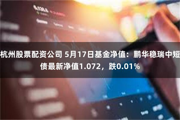 杭州股票配资公司 5月17日基金净值：鹏华稳瑞中短债最新净值1.072，跌0.01%