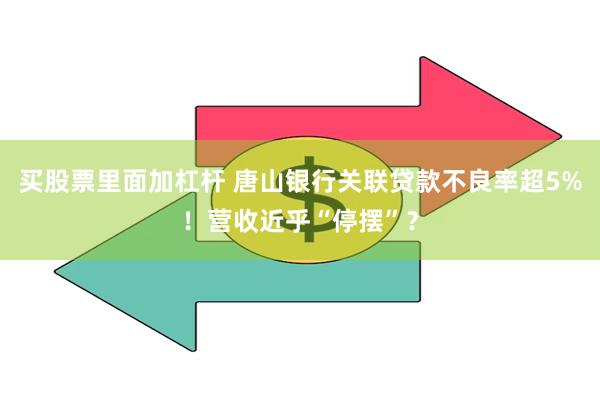 买股票里面加杠杆 唐山银行关联贷款不良率超5%！营收近乎“停摆”？